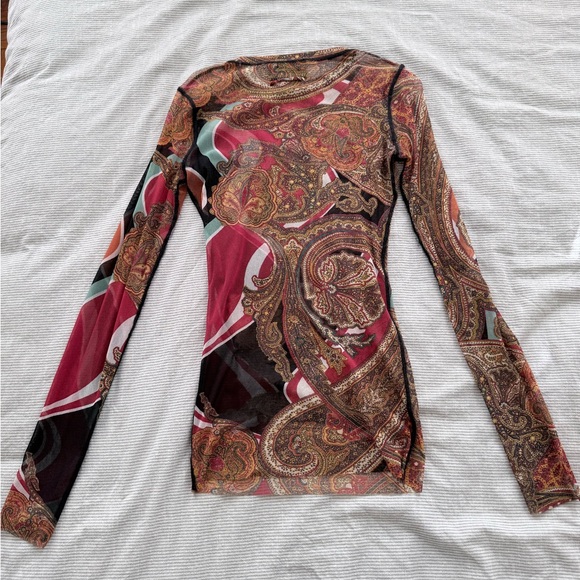 Vintage Y2K Paisley JPG Mesh Top - Picture 2 of 5